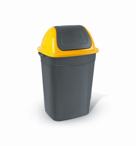 Planet billenőfedeles szemetes kuka, butterfly, műanyag, antracit-sárga, 50 l