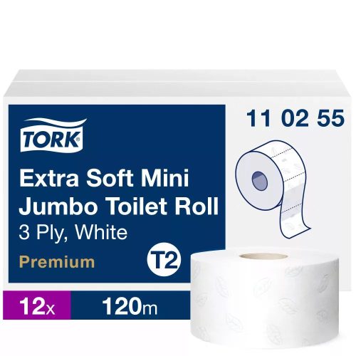 Tork premium mini jumbo, extra puha toalettpapír átm. - hófehér, (karton - 19cm 3 rétegű, 120m 12 tek)