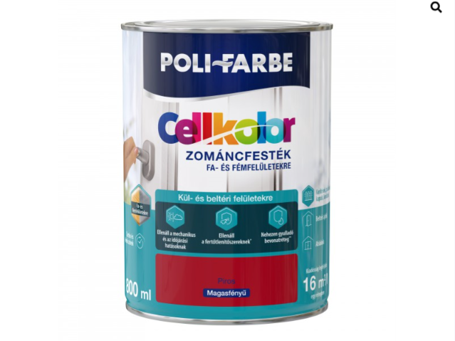 Polifarbe cellkolor mf. zománcfesték piros 0,8l Új