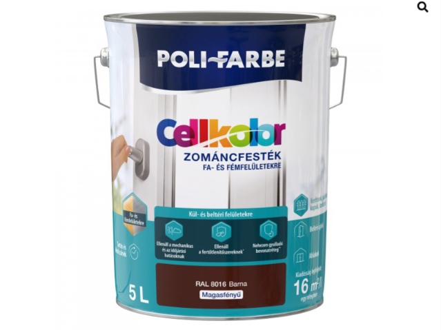 Polifarbe cellkolor mf. zománcfesték ral 8016 barna 5l Új