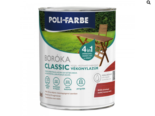 Polifaber Boróka classic vékonylazúr vörösfenyő 0,75l