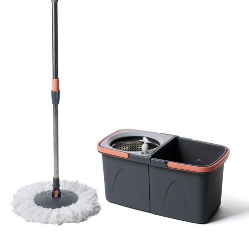Spin mop forgófejes felmosószett (vödör + nyél + acél facsaró + 2 mop)