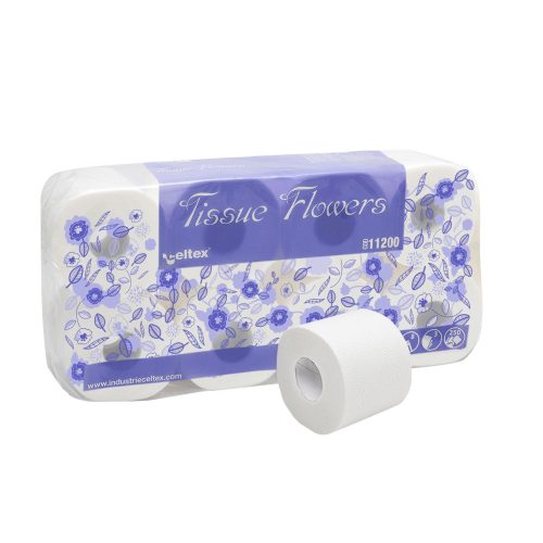 Celtex tissue flower toalettpapír cellulóz, 3 réteg, 250 lap, 30m, 8 tekercses, 9 csomag/zsák