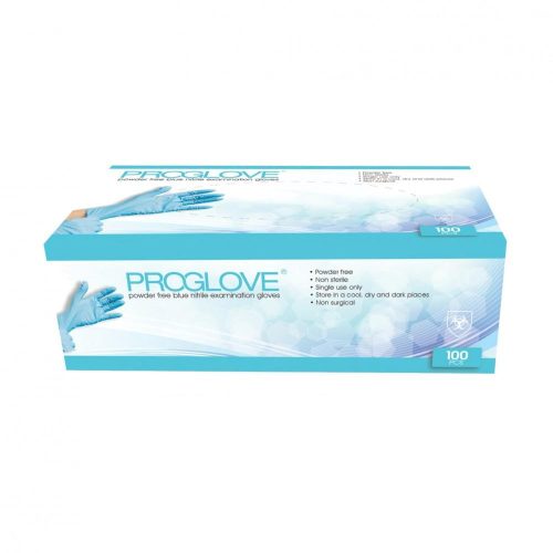 Proglove nitril vizsgálókesztyű, púdermentes, kék "m" 100 db/doboz