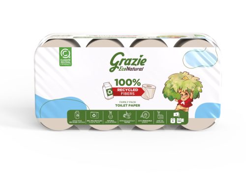 Lucart grazie natural háztartási toalettpapír 3 rétegű, 8 tekercses