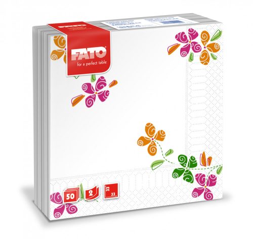 Fato szalvéta mintás happy flowers 33x33cm 2réteg 50 lap/csomag