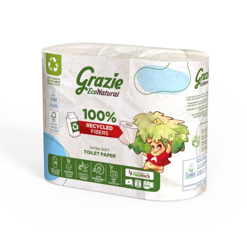 Lucart grazie natural háztartási toalettpapír, 3 rétegű, 4 tekercses