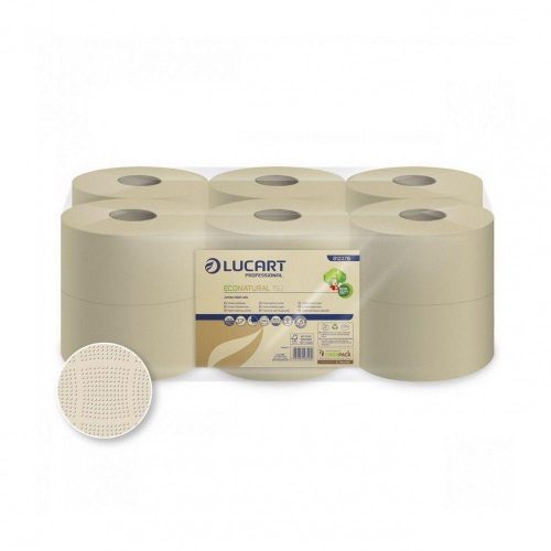 Lucart eco natural mini közületi toalettpapír 19cm 160m 2 rétegű 12 tekercs/zsugor