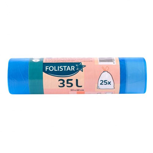 Folistar hnat szemeteszsák hdpe kék, szalagos, 53x60cm, 35 literes 25 darab/tekercs