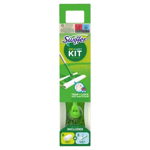Swiffer sweeper kezdő szett - felmosó + nedves + száraz kendő utántöltő 8db 3db