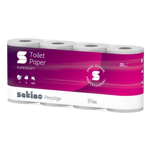 Satino wepa prestige toalettpapír fehér, 3 rétegű, 150 lap, 8 tek/csg 8 csomag/zsák