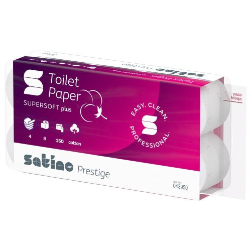Satino wepa prestige toalettpapír, 4 rétegű, 150 lapos, 8 tekercs/csomag, 8 csomag/zsák
