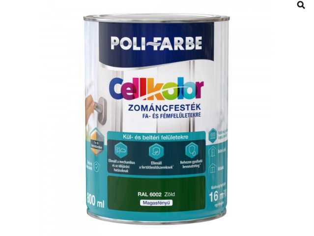 Polifarbe cellkolor mf. zománcfesték ral 6002 zöld 0,8l Új