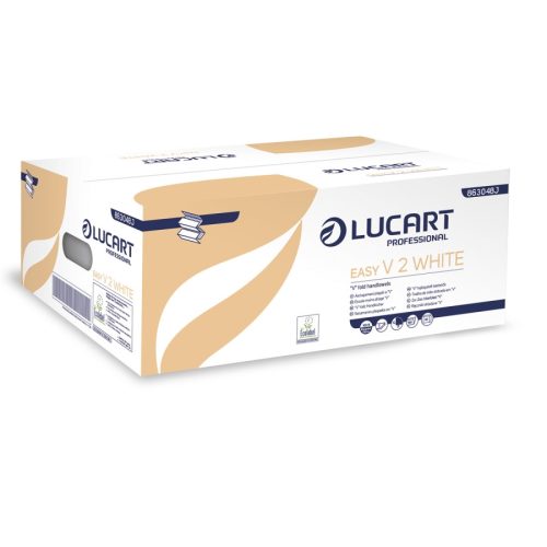 Lucart easy v hajtogatott kéztörlő fehér, 2 rétegű 20x190lap/karton 40karton/raklap