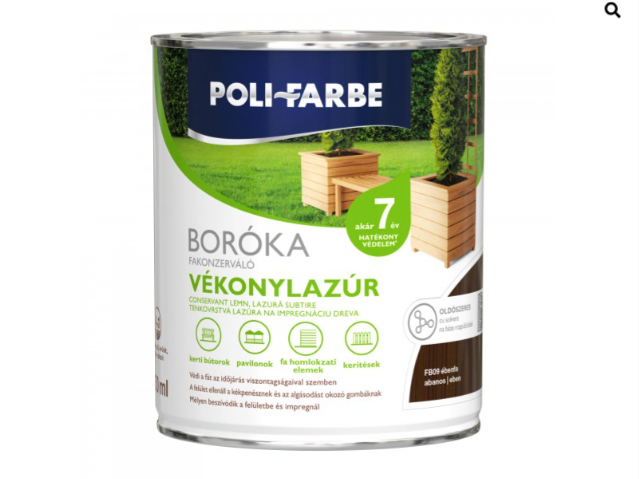 Polifaber Boróka fakonzerváló vékonylazúr fb09 ébenfa 0,75l