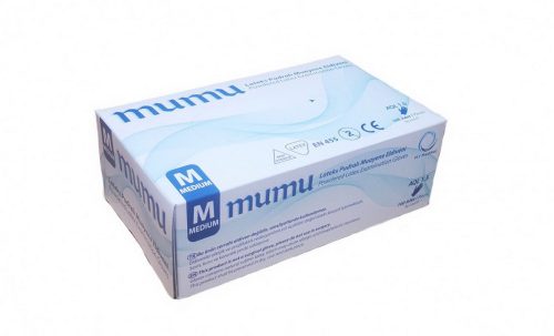 Mumu egyszerhasználatos latex fehér vizsgálókesztyű m, 100 db-os