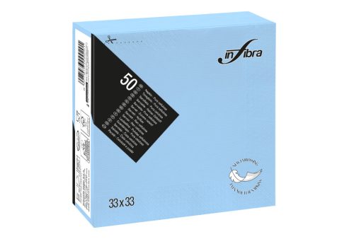 Infibra szalvéta világoskék 33x33cm 2 réteg 50 lap/csomag