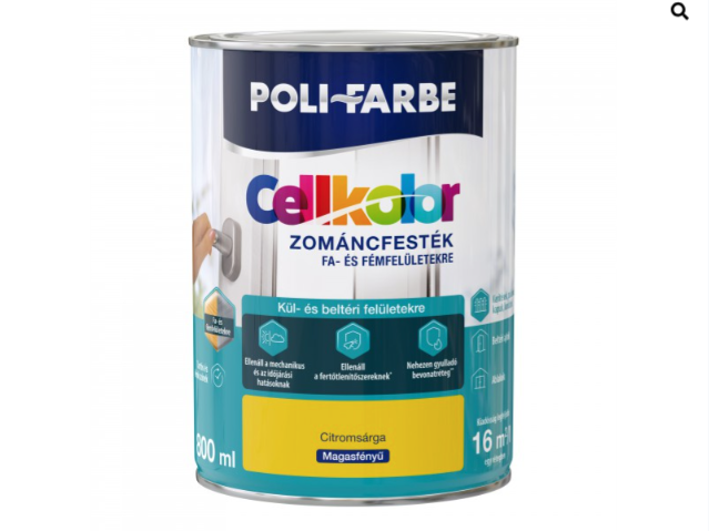 Polifarbe cellkolor magasfényű zománcfesték citromsárga 0,8l Új