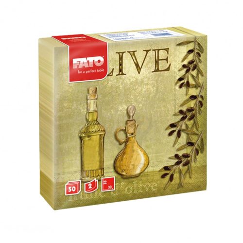 Fato szalvéta mintás olivás 33x33cm 2réteg 50 lap/csomag