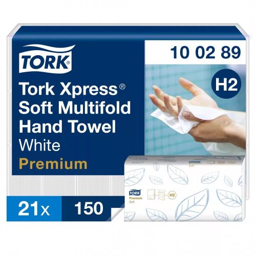 Tork xpress® soft multifold hajtogatott kéztörlő - hófehér, (karton - 2 rétegű, 150 lap 21 csg)