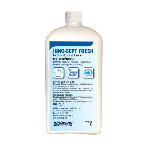 Inno-sept fresh kéz- és felületfertőtlenítő oldat szögletes flakonban 1l