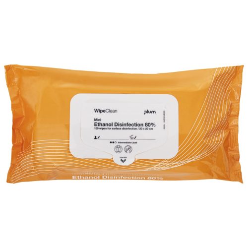 Plum wipeclean ethanol disinfection fertőtlenítő kendők, mini 80%
