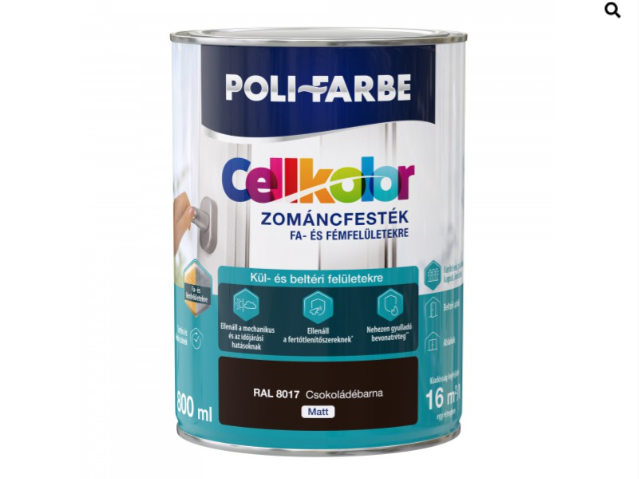Polifarbe cellkolor matt zománcfesték ral 8017 csokoládébarna 0,8l Új