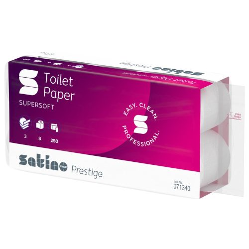 Satino wepa prestige toalettpapír fehér, 3 rétegű, 250 lap, 8 tek/csg 8 csomag/zsák