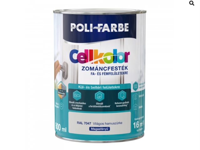 Polifarbe cellkolor mf. zománcfesték 7047 világos hamuszürke 0,8l Új