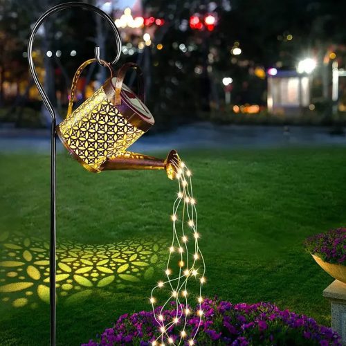 Napelemes locsolókanna led lámpás, vízsugár-effekttel, meleg fehér ip44