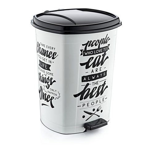 Műanyag pedálos szemetes, fehér/fekete mintás, gogo 20l