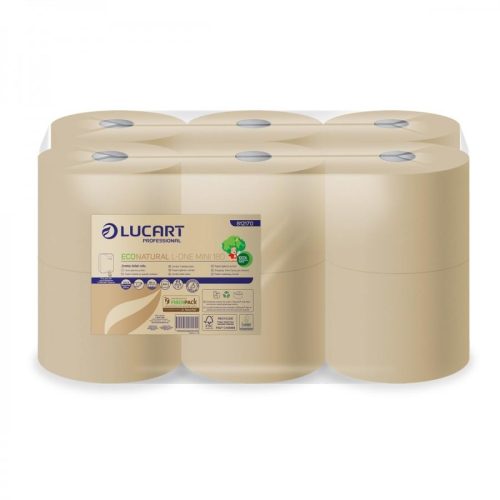 Lucart l-one eco natural toalettpapír, belső/pont, laponkénti adagolású 180m 2réteg,
