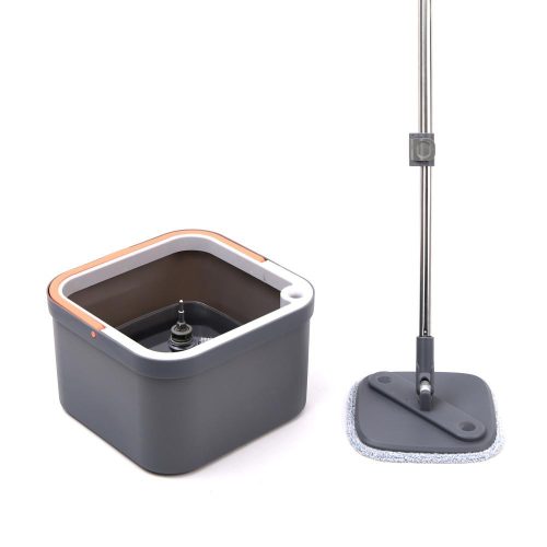 Spin mop forgófejes felmosószett lapos moppal (vödör + nyél + facsaró + 2 mop)