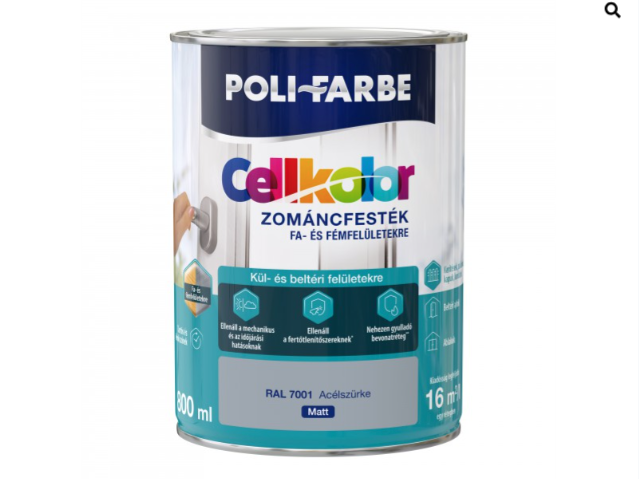 Polifarbe cellkolor matt zománcfesték ral 7001 acélszürke 0,8l Új
