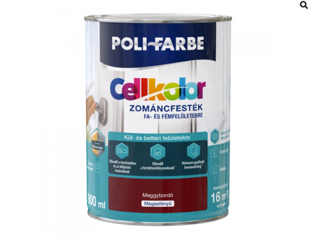 Polifarbe cellkolor mf. zománcfesték meggybordó 0,8l Új