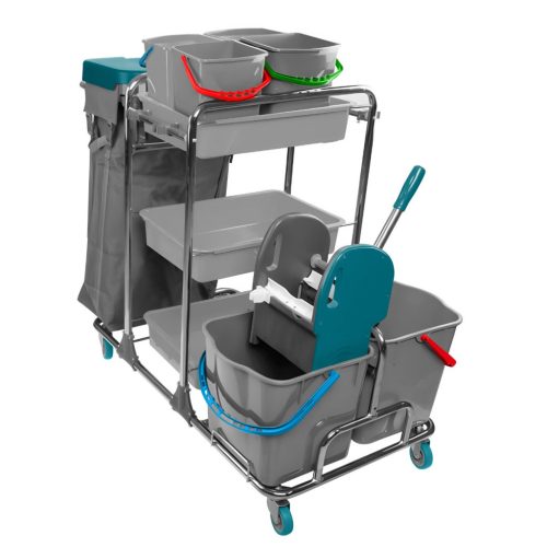 Kombi takarítókocsi krómvázas + vödör 2x25literes 4x5literes