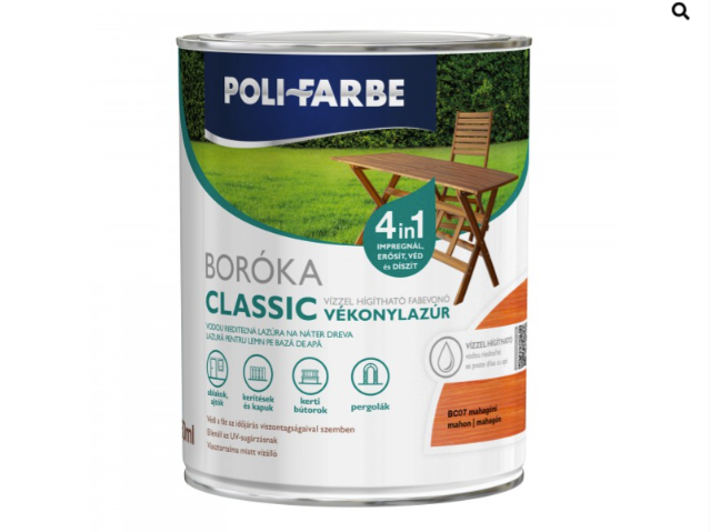Polifaber Boróka classic vékonylazúr mahagóni 0,75l
