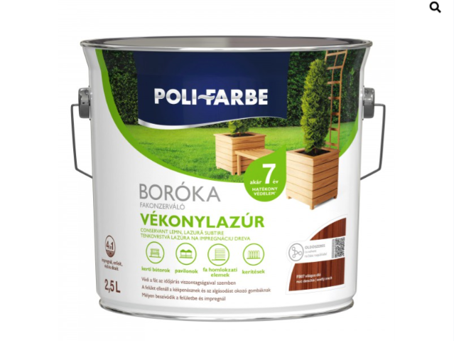 Polifaber Boróka fakonzerváló vékonylazúr fb07 világos dió 2,5l