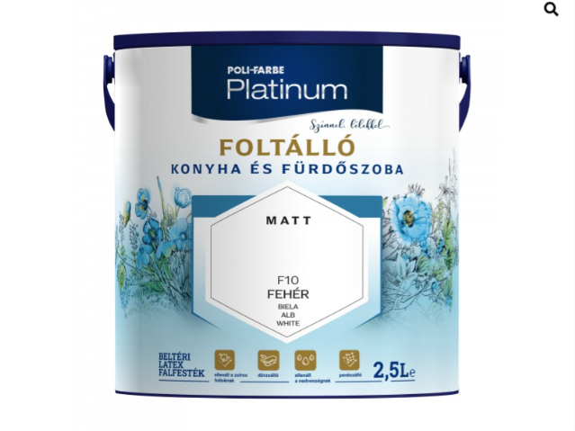 Polifarbe Platinum foltálló konyha és fürdőszoba f10 2,5l
