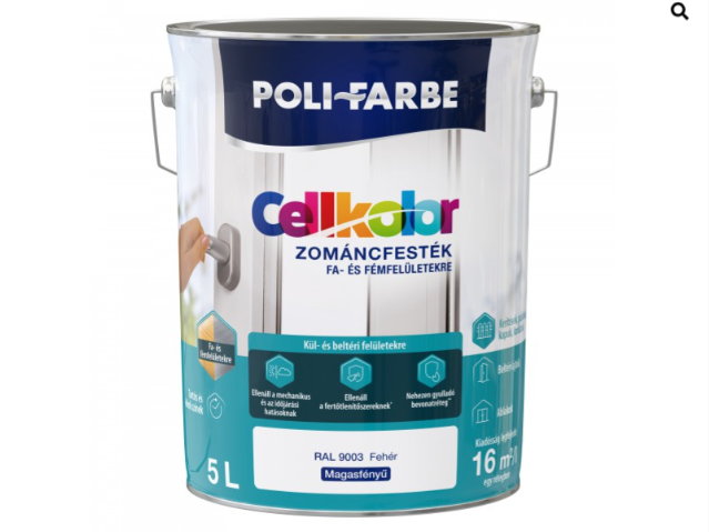 Polifarbe cellkolor mf. zománcfesték ral 9003 fehér 5l Új