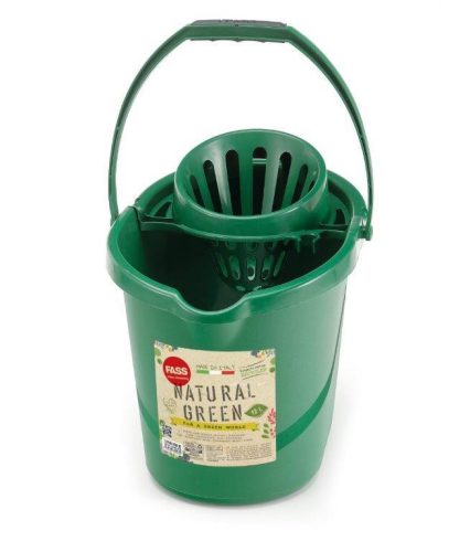 Fass natural green felmosó vödör csavarókosárral, ovális, zöld