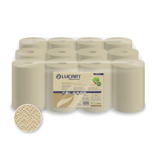 Lucart eco natural tekercses kéztörlő 2 rétegű, 255lap, 59m 12 tekercs/zsugor