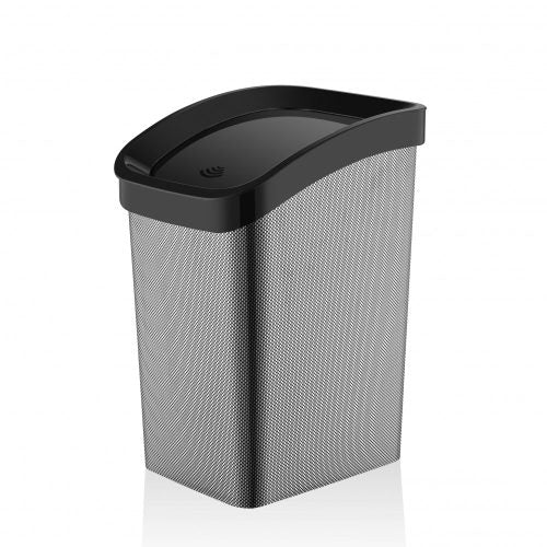 Műanyag smart click billenőfedeles szemetes, fekete/carbon mintás 23l