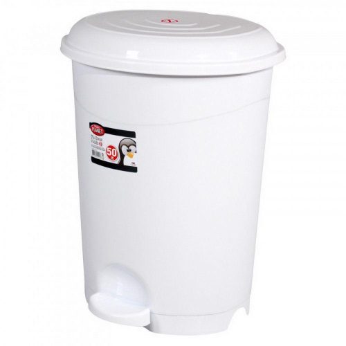 Planet pedálos szemetes kuka, műanyag, luxury fehér, kivehető kosárral, 50l no5