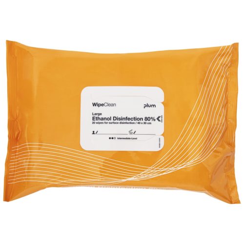 Plum wipeclean ethanol disinfection fertőtlenítő kendők, large 80%