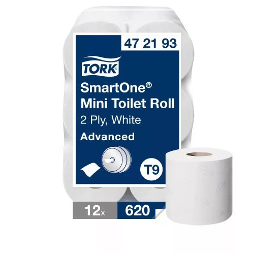 Tork toalettpapír smartone mini advanced fehér, t9 2r., 620 lap/tek, 12 tek