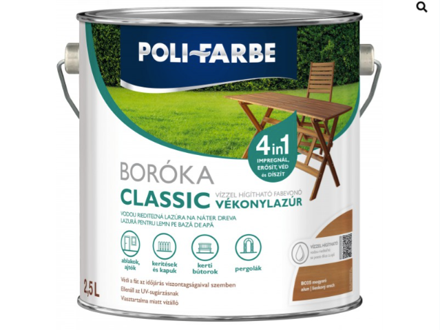 Polifaber Boróka classic vékonylazúr mogyoró 2,5l