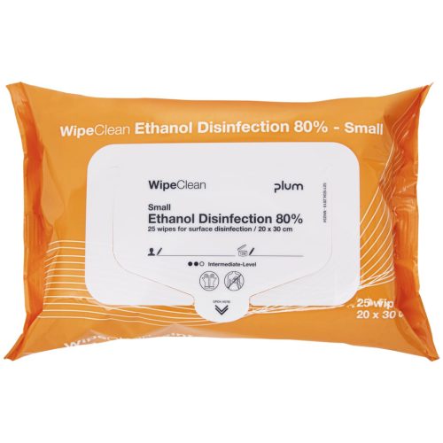 Plum wipeclean ethanol disinfection fertőtlenítő kendők, small 80%