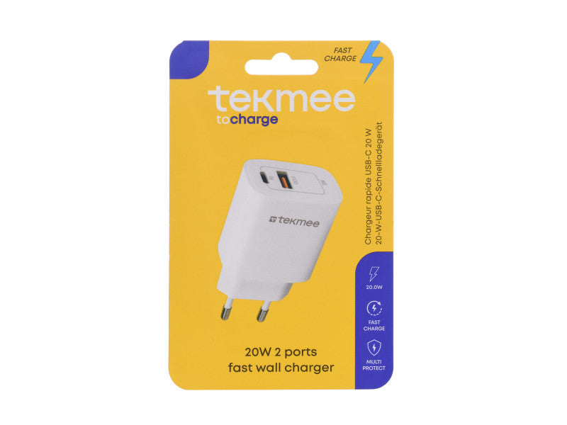 Tekmee hálózati gyorstöltő 20w type-c és usb