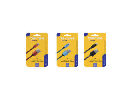 Tekmee töltőkábel (fonott nylon) 1m 2a - lightning (iphone) / usb